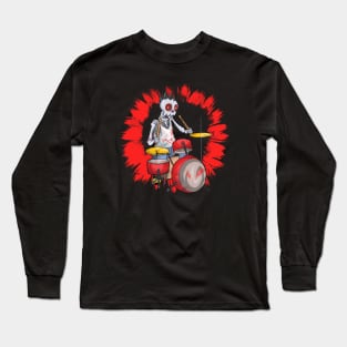 Punk Drummer Skull Long Sleeve T-Shirt